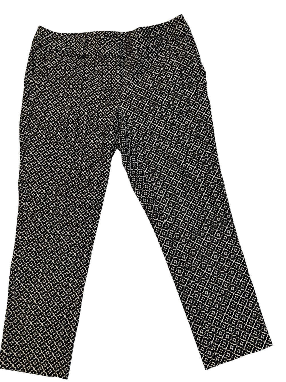 LOFT Black & White Geometric Ankle Pants, Petite, Size 8, 8P, Moroccan, Boho